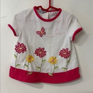 Kids' Floral Embroidered Tee - Pink & White Y2K